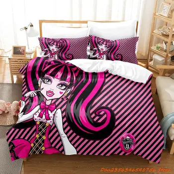 Комплект постельного белья Personelity Monster High с Рисунком Аниме, комплект из трех предметов для взрослых и Детей, Комплекты Пододеяльников для спальни, 3D Kawaii Girls