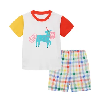 Комплект одежды для мальчиков ALISHINREY с мультяшными принтами из двух предметов, одежда для маленьких мальчиков, лето 2023, комплект одежды для маленьких мальчиков