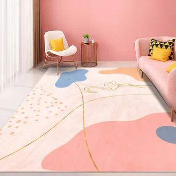 Лохматый ковер Ins, Розовая комната для девочек, мягкий пушистый прикроватный коврик, современный геометрический ковер, скандинавский ковер для гостиной, спальни