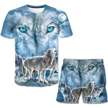 Комплект детской одежды для мальчиков и девочек, неформальные футболки и шорты для мальчиков, летняя одежда с мультяшным принтом