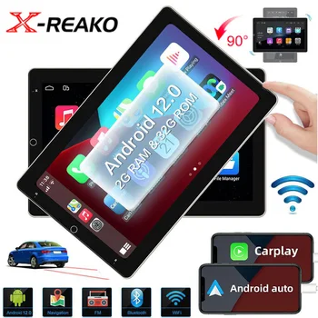 X-REAKO 10,1-дюймовый Автомобильный радиоприемник Carplay 1 Din GPS Мультимедийный плеер Android 12 Универсальный WIFI Bluetooth FM-радио Сенсорный экран Авто