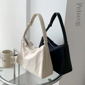 Женская сумка через плечо, однотонные квадратные сумки для покупок, дорожные сумки большой емкости, простой дизайн, повседневные женские сумки через плечо, черный, белый цвет.
