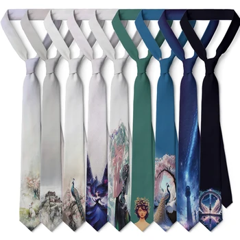 Модный нейтральный галстук в стиле Харадзюку с мультяшным кроликом и павлином, 3D-принт, высококачественный Новый галстук, персонализированный галстук для свиданий, свадебной вечеринки