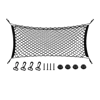 Задняя грузовая сетка, 35-48-дюймовая сетка для багажника в виде конверта, органайзер для хранения на задней двери, эластичный, регулируемый для автомобилей SUV