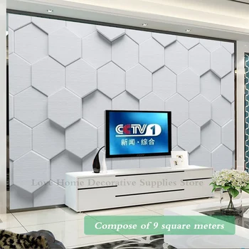 Современные креативные 3D Геометрические Абстрактные Серые Шестиугольные Большие Фрески Обои Гостиная ТВ Стена Домашний Декор Настенная ткань 3D Фреска
