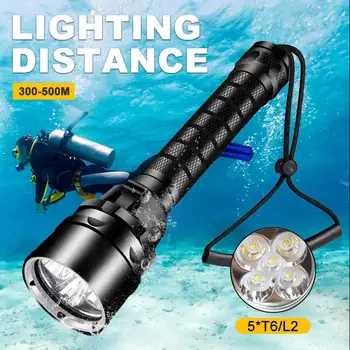 Светодиодный фонарик для дайвинга IPX8 Водонепроницаемый Профессиональный Супер яркий мощный подводный фонарь Lanterna Scuba Diver Light