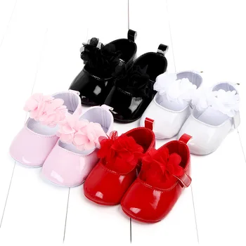 Обувь для новорожденных девочек из мягкой искусственной кожи с милыми цветами, обувь принцессы, обувь для детской кроватки