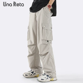 Мужские брюки-карго Una Reta, новая уличная одежда в стиле хип-хоп, Дизайн боковых карманов, пара брюк, Harajuku, Уличная одежда, Повседневные брюки, мужские