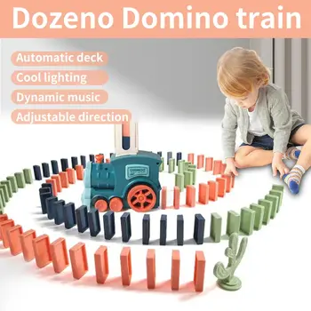 Автоматическая укладка поезда Домино, электромобиля, наборов кирпичных блоков, творческих игр, интеллектуальных развивающих игрушек 
