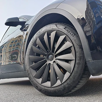 4ШТ Колпачок ступицы, 19-дюймовый сменный колпачок колеса, автомобильный колпачок, Полное покрытие обода, Аксессуары для Tesla Model Y 2020-2023
