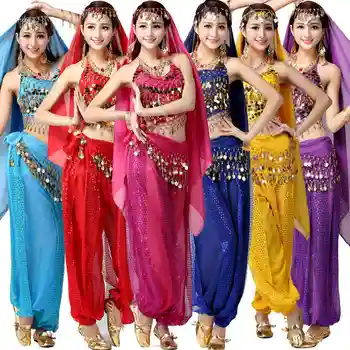 Набор костюмов для танца живота Женские наборы костюмов для танца живота Племенной Болливудский костюм Индийское платье Выступления Bellydance Dress