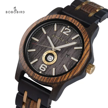 Мужские часы BOBO BIRD Wood, легкие аналоговые кварцевые часы с регулируемым ремешком, индивидуальные Отличные подарки для мужчин с подарочной коробкой