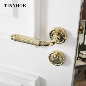 Набор ручек для вертикальной двери из латуни TINYHOB Современный Набор дверных рычагов для входа в спальню ванную комнату Фиктивный замок для уединения
