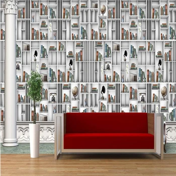 beibehang Настройте фресковые обои любого размера Европейская 3D стереоскопическая библиотека книжная полка ТВ фон обои для стен