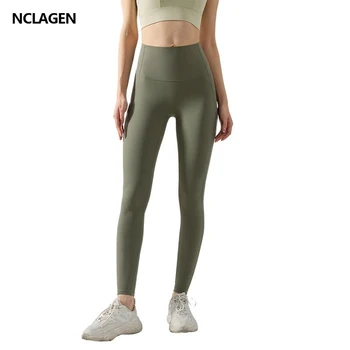 Женские штаны для йоги NCLAGEN БЕЗ переднего шва, эластичные леггинсы для бега с высокой талией, Ультратонкие колготки для фитнеса, бега