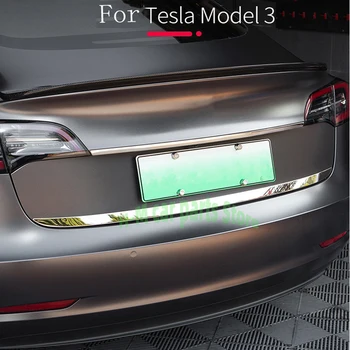 Отделка задней двери багажника Внешние молдинги Аксессуары из нержавеющей стали Автоматическая защита задней двери для Tesla Модель 3 2018-2022