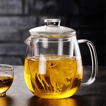 Бытовой стеклянный чайник большой емкости, чайный сервиз, чайная посуда, Термостойкий взрывозащищенный чайник для заварки чая, прозрачный молочник, чайник