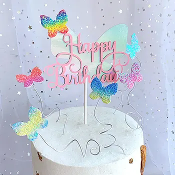 Новая 3D красочная бабочка, топпер для торта на день рождения, свадебный торт для невесты, топперы для кексов для детского душа, украшение десерта на день рождения