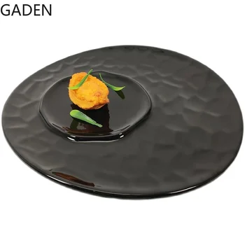 Креативная Овальная Керамическая обеденная тарелка неправильной формы Простой формы для западной кухни, Мелкая Тарелка для украшения ресторана, Тарелка для посуды