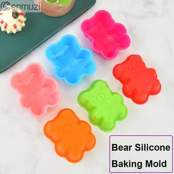 Красочные Силиконовые формочки для кексов Bear Силиконовая форма для мыла 6шт Многоразовых формочек для выпечки С антипригарным покрытием, легко моющаяся форма для выпечки маффинов