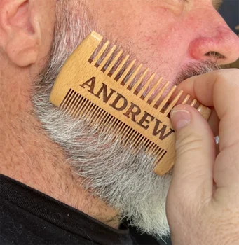Деревянная расческа для бороды с выгравированным именем, персонализированная расческа для усов, Свадебный подарок, Подарок по уходу за собой для мужчин