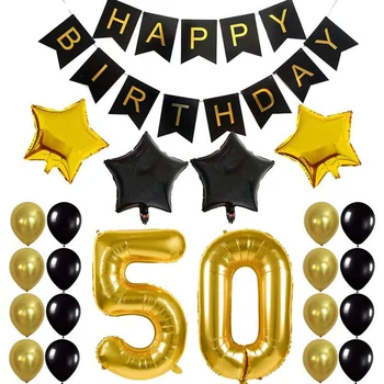 Набор для декора вечеринки в честь 50-летия С Днем Рождения, баннер с воздушным шаром с номером 