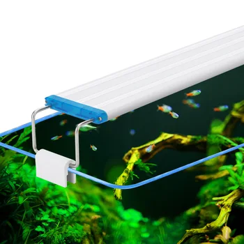 Сверхтонкая светодиодная подсветка для аквариума, аквариума для рыб, освещения для выращивания водных растений, водонепроницаемая яркая лампа-клипса, синий светодиод, 18-58 см