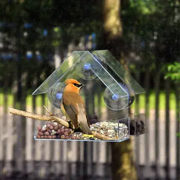 Вид из окна с прозрачным стеклом Кормушка для птиц Гостиничный столик Семена Арахиса Подвесной Всасывающий Алиментатор Адсорбционная Кормушка для птиц домашнего типа