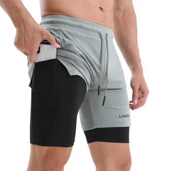 Мужские шорты для бега Lixada 2-в-1 с петлей для полотенца, быстросохнущие шорты для тренировок с карманами для занятий в тренажерном зале, мужские шорты для бега