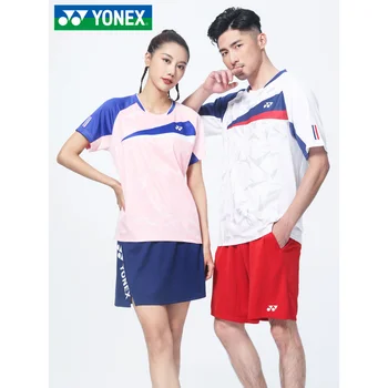 YONEX sport Джерси спортивная одежда спортивная одежда одежда для бадминтона 2023 с КОРОТКИМ РУКАВОМ для мужчин и женщин поло национальной сборной 10487CR