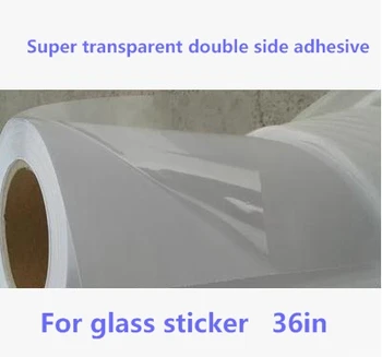 рулон 36 дюймов х 50 м, ПЭТ супер прозрачный двусторонний клейкий рулон с белой обратной стороной. бумага