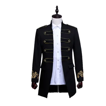 Мужской тренч, Весенне-осеннее новое винтажное пальто с вышивкой в стиле панк-стимпанк, двубортное, для готической вечеринки, бала, пальто большого размера