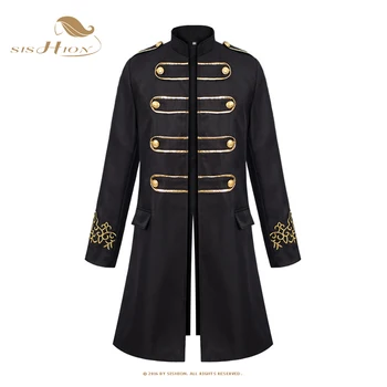 SISHION Ретро Мужское длинное пальто с вышивкой Victoria в готическом стиле VD3154, винтажная черная Белая Красная верхняя одежда для джентльменской вечеринки, куртка