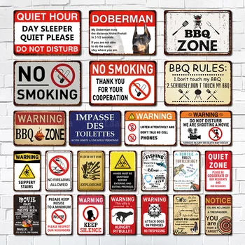 Жестяная табличка для барбекю, предупреждающая о запрете курения, Винтажный плакат, Металлическая табличка, Декор для гаража, тихой зоны, домашнего двора, Декор стен A1