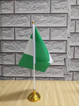 Настольный флаг Нигерии, баннер 14*21 см, флаг/Пластиковые флажки или присоски на ваш выбор бесплатная доставка 0035