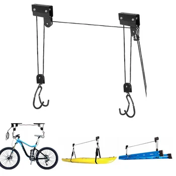 Велосипедный подъемник Потолочный подъемник Велосипедный подвесной шкив с системой 60 кг Велосипед для гаражного хранения Подвесные велосипедные вешалки Настенная стойка