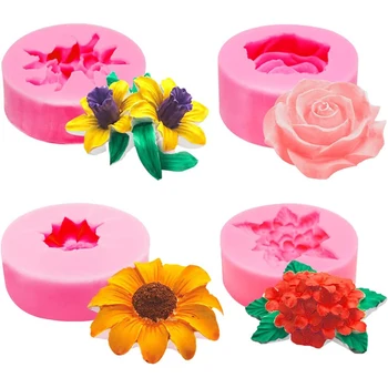 Силиконовые формы для цветов, 3D-формы для торта, формы для ромашек, формы для изготовления подсолнухов для украшения шоколадных тортов, конфет, мыловарения
