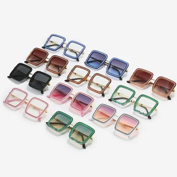 Женские Металлические многоугольные солнцезащитные очки Мужские оттенки Винтажные солнцезащитные очки с защитой от ультрафиолета