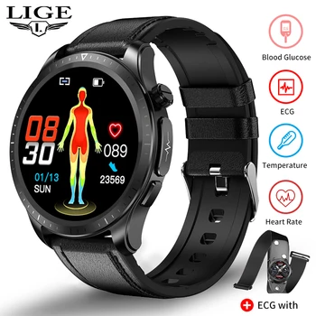 LIGE Новые Смарт-Часы ECG + AFE Для Мужчин 5.1 Bluetooth Call IP68 Водонепроницаемые Часы Для Спорта и Фитнеса Smartwatch Man Relogio Masculino