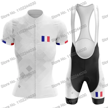 Женщины 2023 Франция Велосипедная одежда Летний Комплект из джерси для велоспорта, рубашки для шоссейных велосипедов для девочек, велосипедные шорты с коротким рукавом, MTB Майо