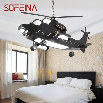 Подвесной светильник SOFEINA для детского самолета Винтажный светодиодный Креативный Мультяшный вертолет для декора Детской комнаты Детского сада