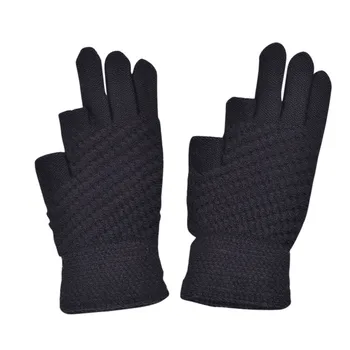 Зимние женские вязаные перчатки с сенсорным экраном Высокого качества без пальцев, плотные Теплые Шерстяные Кашемировые Однотонные Мужские Деловые перчатки Осень