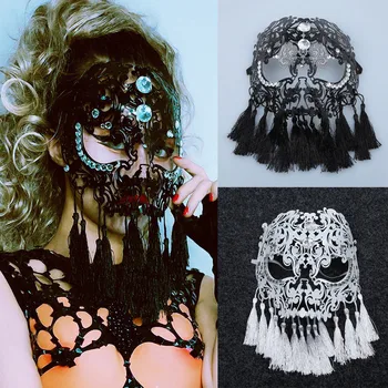 Косплей маска на Хэллоуин Маска для джазовых танцев Мода Горный хрусталь кисточка Певец ночного клуба сценические маски DJ Ds Gogo Одежда для танцев на шесте
