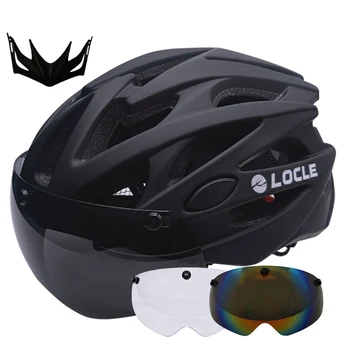 Велосипедный шлем LOCLE с защитными очками Сверхлегкий велосипедный шлем в форме MTB Дорожный шлем для горных велосипедов Со съемным козырьком