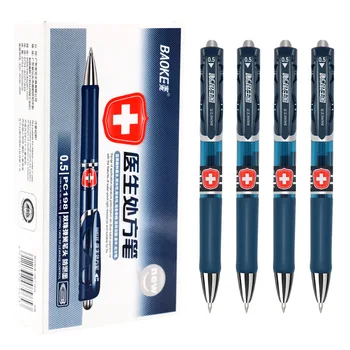 12 упаковок синих и черных гелевых ручек нажимного типа, ширина линии 0,5 мм, водостойкий и солнцезащитный офисный маркер для подписи