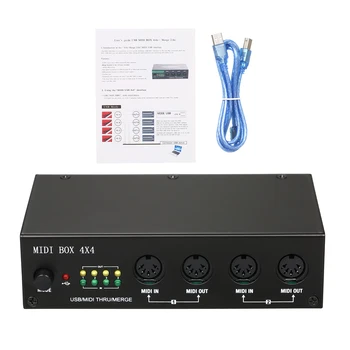 UM4X4 USB MIDI интерфейс 4 ВХОДА / 4 выхода 64 MIDI канала 4i / 4o + слияние 2i4o MIDI Box 4X4 True plug-n-play Идеальный аудио конвертер