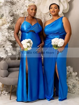 Длинные Платья Подружек невесты Королевского синего цвета Размера Плюс 2023, Африканское Свадебное Платье Подружки невесты Для гостей, Халат Demoiselle D' Honneur Femme