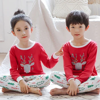 Детские Рождественские пижамы, пижамный костюм для маленьких детей, одежда для маленьких девочек, пижамы для мальчиков, зимние хлопковые пижамы для девочек, детские пижамы
