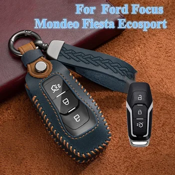 Кожаный Автомобильный Дистанционный Ключ С Полной Крышкой Брелок Для Ford Focus 3 4 ST Mondeo 5 MK5 Fiesta Ecosport Kuga MK3 MK4 Держатель Для Ключей